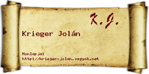 Krieger Jolán névjegykártya