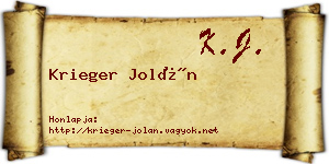 Krieger Jolán névjegykártya